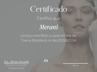 Certificado do curso Botox Full Face